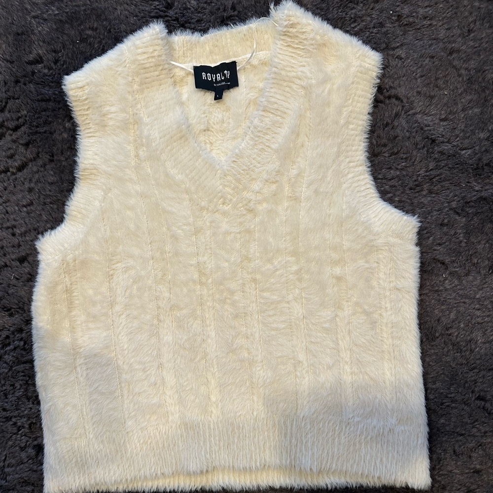 Royalty by Maluma faux fur sweater vest